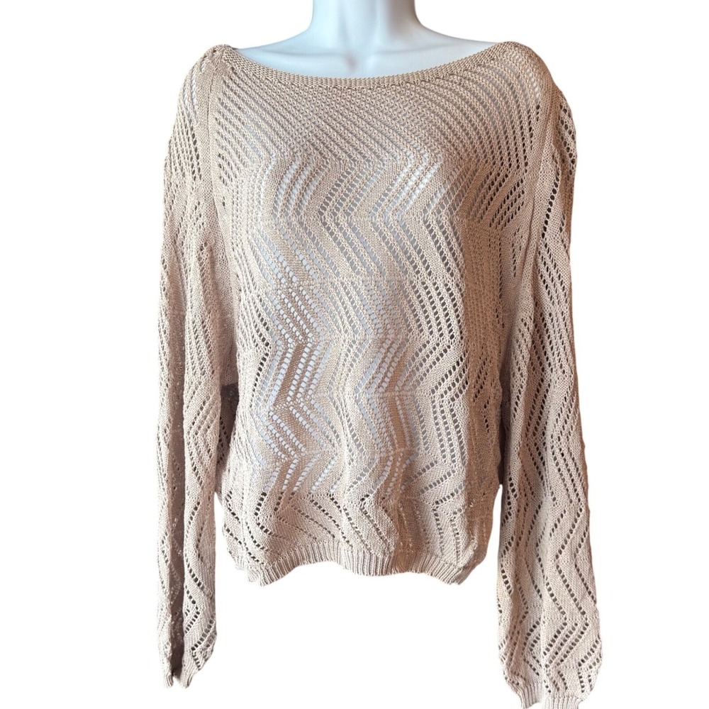 Bluivy Knit Sweater Open Weave Lightweight Beige Size M/L NEW With Tag